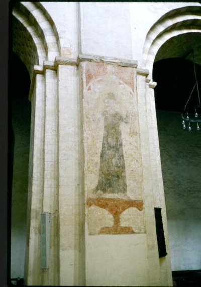 Wall painting from a Norman nave pier by English School
